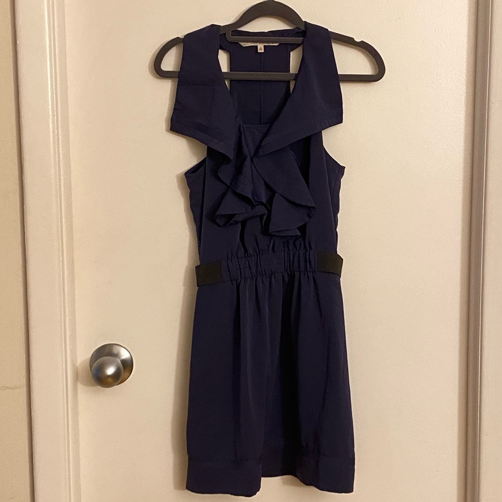 Silky racer back dress with ruffle detail